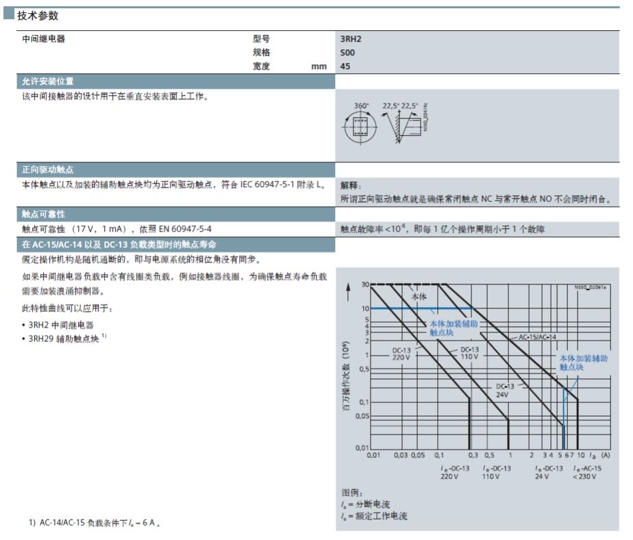 西门子 3RH21221AP60 AC220/240V 中间继电器
