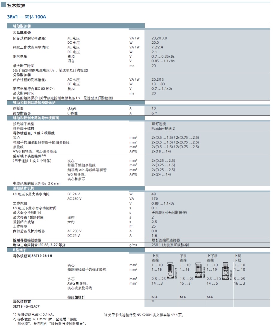 西门子 3RV10 21-0KA15 1.25A 适用三相交流电机功率0.37kw 1NO/1NC辅助触点 电机保护断路器 西门子 3RV10 21-0KA15 1.25A 适用三相交流电机功率0.37kw 1NO/1NC辅助触点 电机保护断路器
