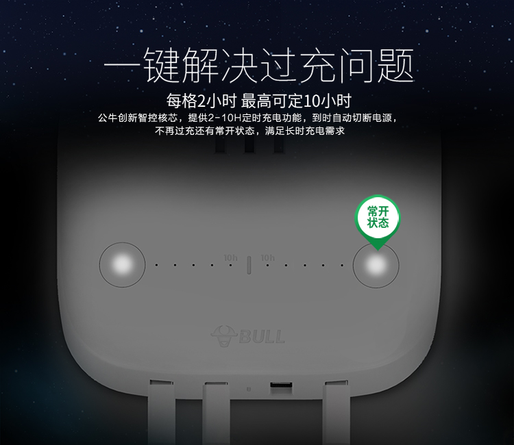 公牛 GN-U201N-1.5M 5A/4口USB、2-10小时双区定时、防触电保护门智能USB系列插座