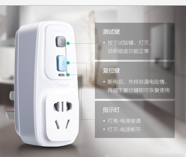 公牛 GNT-20L 白色漏电保护插头
