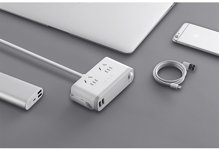 公牛 GN-U202GU-1.8M 2.4/2口USB、双五扁孔、总控开关办公桌系列桌边插