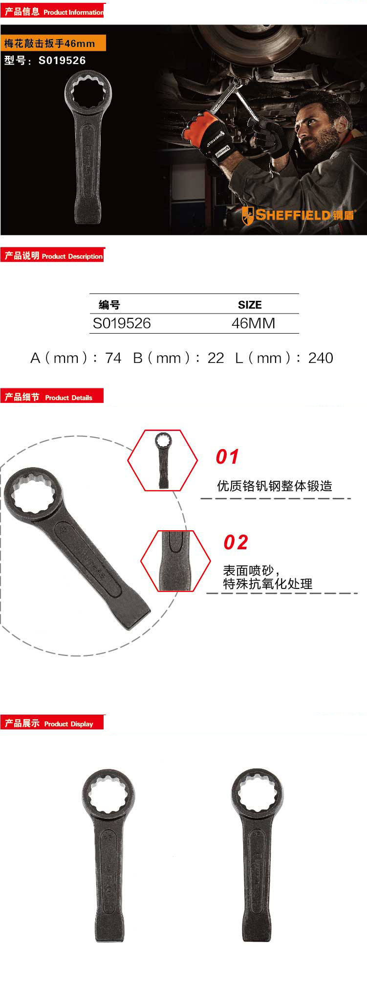 钢盾梅花敲击扳手46mm/1把