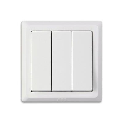 ABB AE103 暗装 白色 三开 单控 墙壁开关（A...