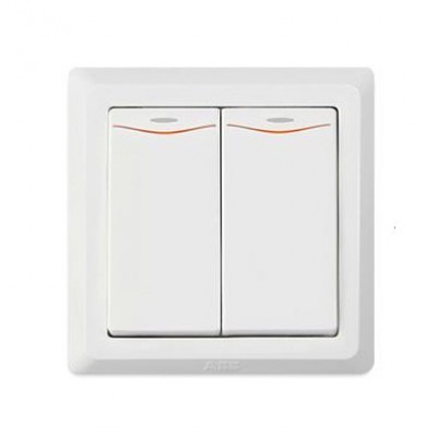 ABB AE165 暗装 白色 二开 双控 带灯墙壁开关...