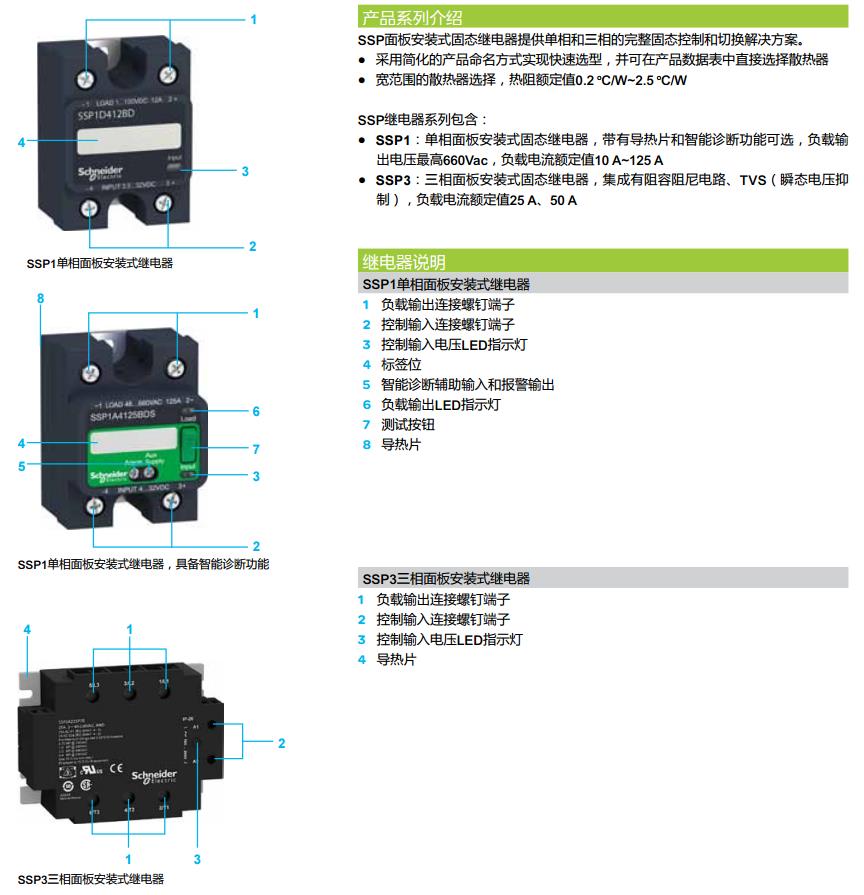 施耐德 Zelio Relay系列 SSP1D425BDT 3.5-32VDC 1NO 单相面板式 固态继电器