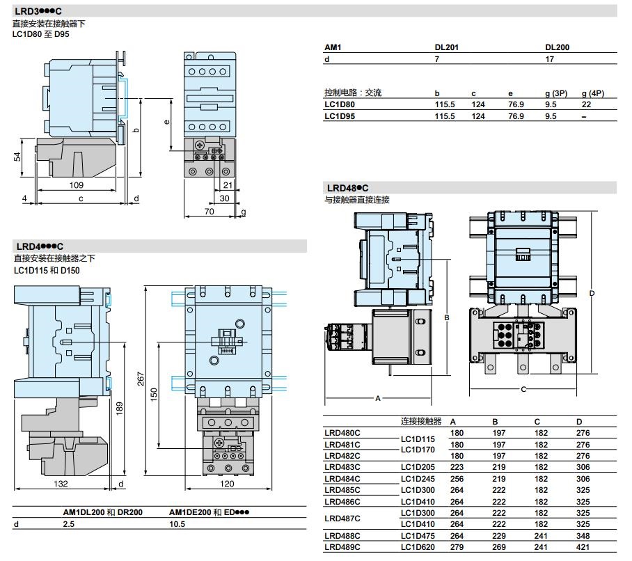 施耐德 国产TeSys D系列 LRD3365C 整定电流80-104A 热过载继电器