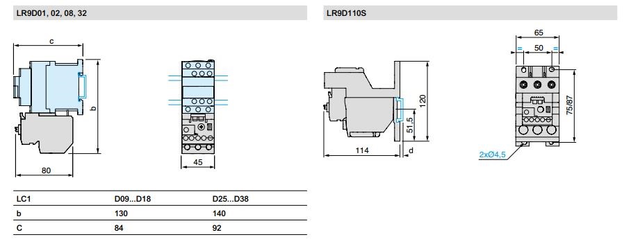 施耐德 国产TeSys D系列 LRD3365C 整定电流80-104A 热过载继电器