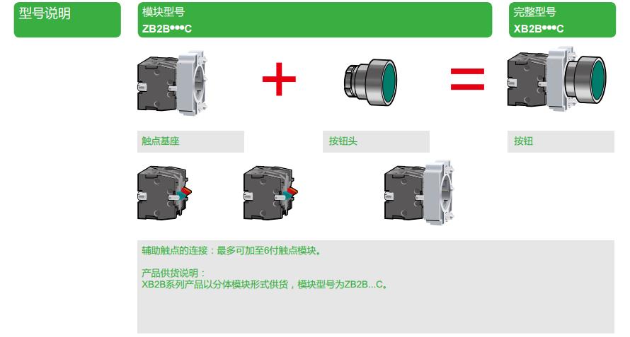 施耐德 红色 XB2BS442C φ22mm 1NC 转动复位 锁扣蘑菇头30mm通用型按钮