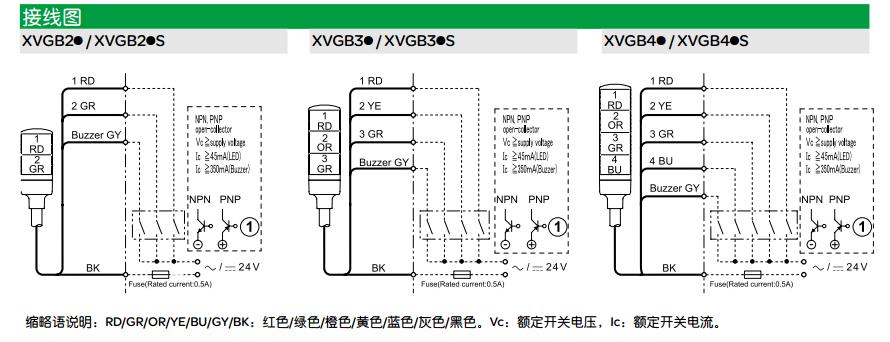 施耐德 XVG系列 XVGB3H 3层 24VAC/DC 一体式信号灯