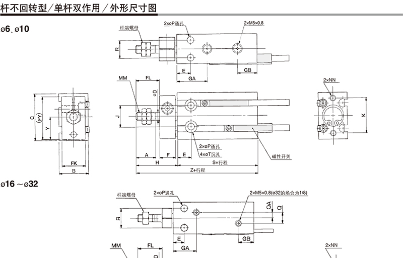 SMC CDUK6-15D 缸径6mm 行程15mm 自由安装气缸