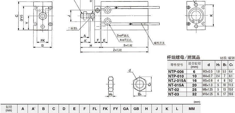 SMC CDUK6-15D 缸径6mm 行程15mm 自由安装气缸