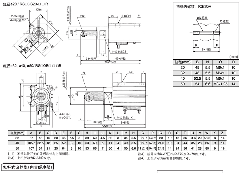 SMC RSDQB16-10D 缸径16mm 行程10mm 阻挡气缸