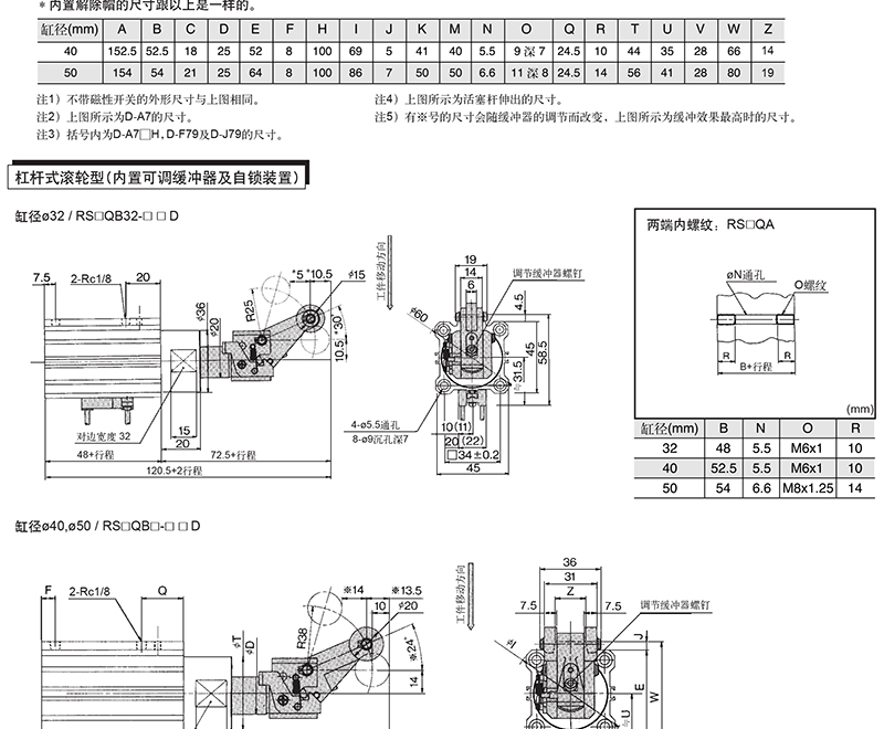 SMC RSDQB16-10D 缸径16mm 行程10mm 阻挡气缸